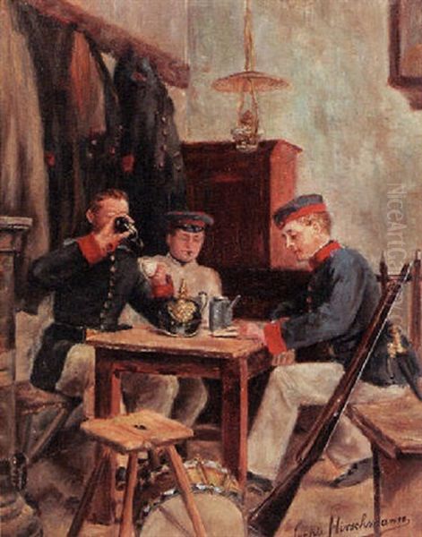 Soldiers Having A Drink Oil Painting by Sophie Wilhelmina Hirschmann