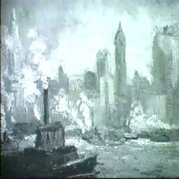 Manhattan Skyline  Washington Square Oil Painting by Alice Hirsh