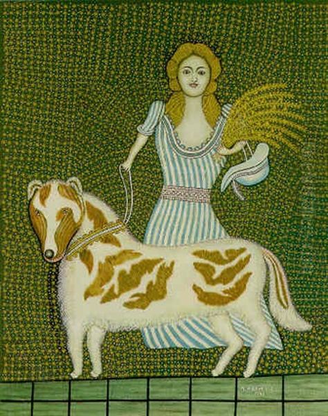 Girl With Dog Oil Painting by Morris Hirshfield