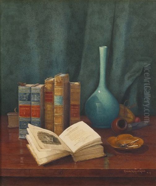 Still Life With Poems By Cowper Oil Painting by Claude Raguet Hirst