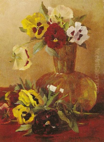 Still Life With Pansies Oil Painting by Claude Raguet Hirst