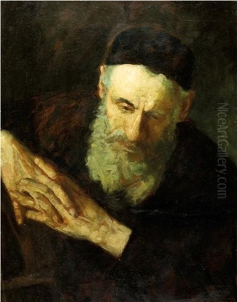 Rabbi Oil Painting by Shmuel Hirszenberg