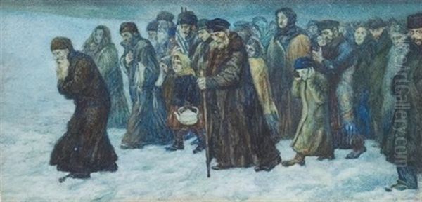 Leaving The Shtetl Oil Painting by Shmuel Hirszenberg