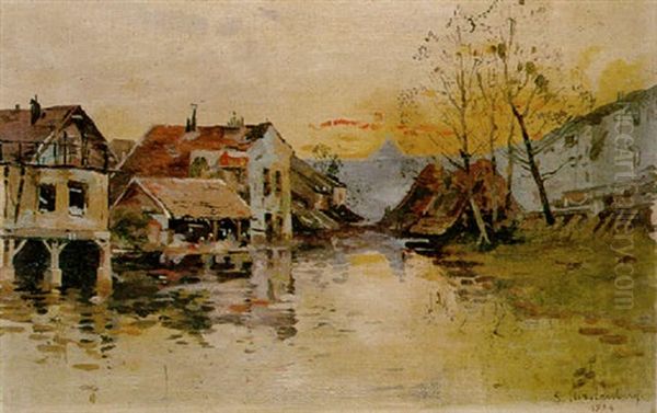 Houses By The River by Shmuel Hirszenberg