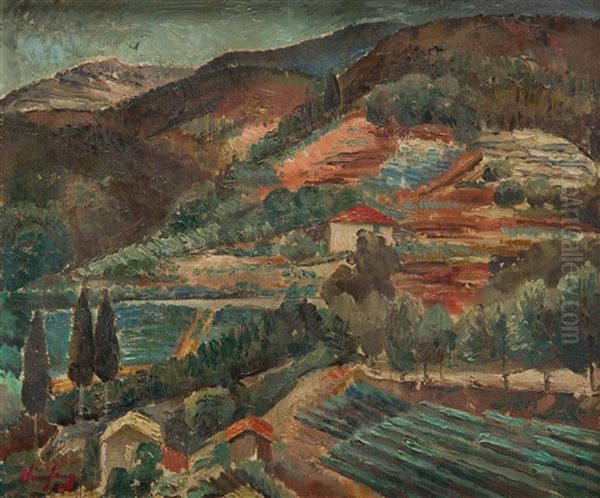 Landscape From The South Of France Oil Painting by Ignacy Hirszfang