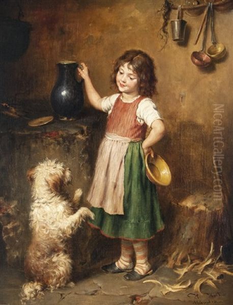 The Teachable Dog Oil Painting by Heinrich Hirt