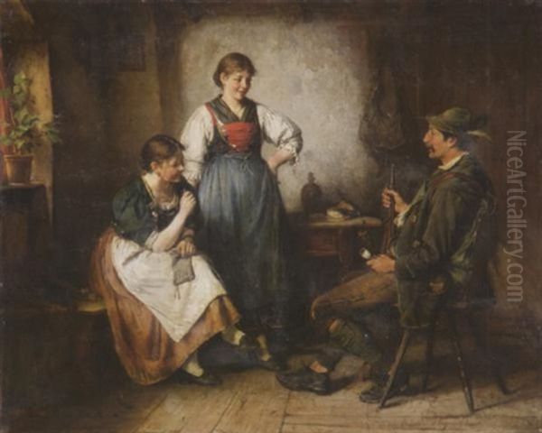 Jagerlatein Oil Painting by Heinrich Hirt