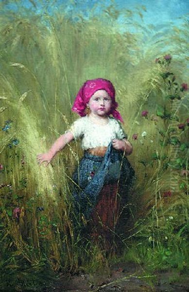 Young Peasant Girl Oil Painting by Heinrich Hirt