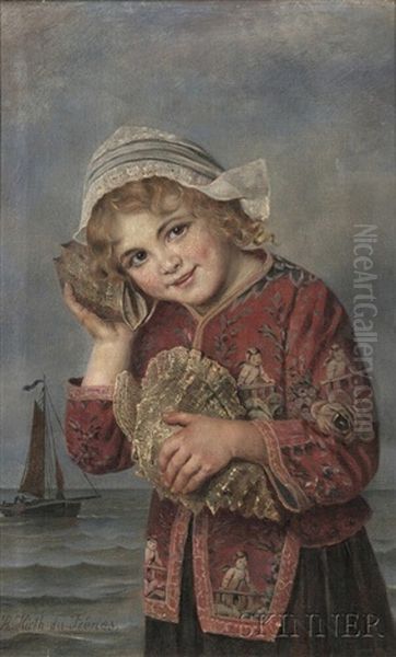 Portrait Of A Young Girl With Shells Oil Painting by Rudolf Hirth Du Frenes