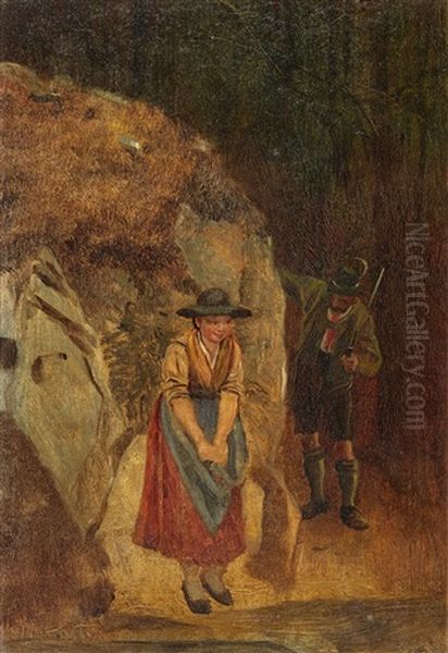 The Hunter's Sweetheart (oil Study) Oil Painting by Rudolf Hirth Du Frenes