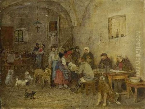 Hundesprechstunde Oil Painting by Rudolf Hirth Du Frenes