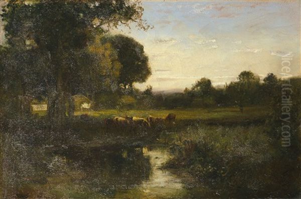 Im Dachauer Moos Oil Painting by Rudolf Hirth Du Frenes