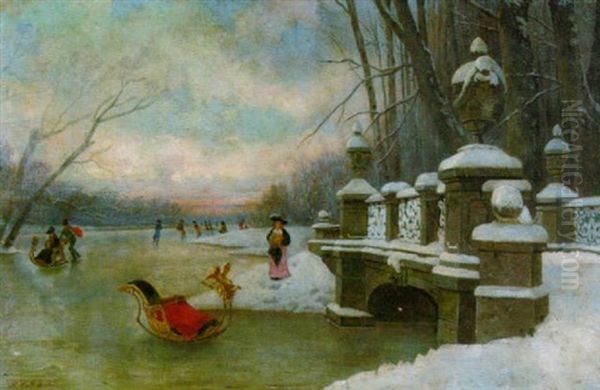 Wintervergnugen Oil Painting by Rudolf Hirth Du Frenes