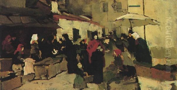 Ein Markt Oil Painting by Rudolf Hirth Du Frenes