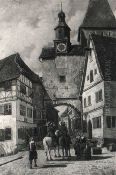 Willkommenstrunk In Rothenburg Oil Painting by Rudolf Hirth Du Frenes