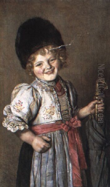 Madchen In Werdenfelsertracht Oil Painting by Rudolf Hirth Du Frenes