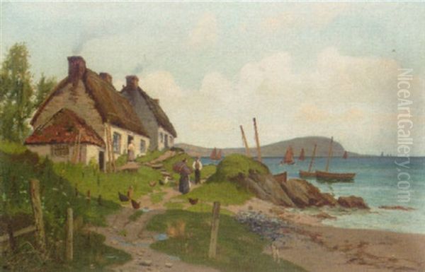 Fishing Village Oil Painting by Andrew Hislop