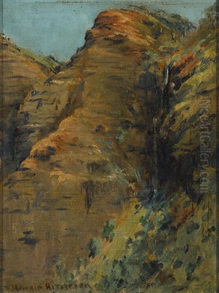 Cliffs, Believed To Be Waimea Canyon, Kauai Oil Painting by David Howard Hitchcock