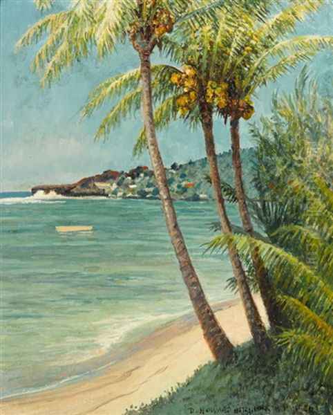 Black Point From Kahala Shore Oil Painting by David Howard Hitchcock