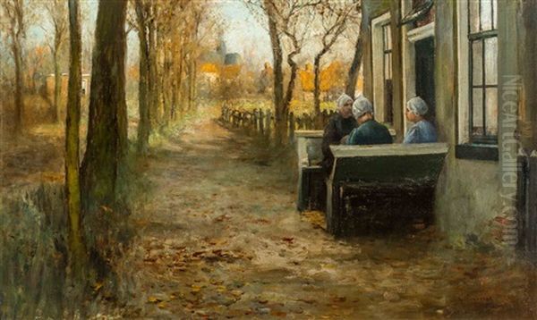 Dutch Women Conversing Oil Painting by George Hitchcock