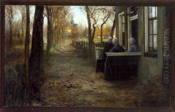 Dutch Women Conversing Oil Painting by George Hitchcock