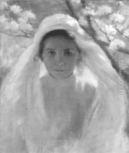 Girl In The Garden Oil Painting by George Hitchcock