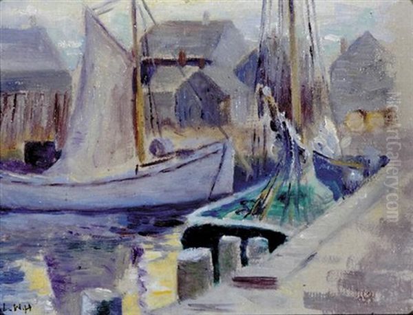 Dock Scene Oil Painting by Lucius Wolcott Hitchcock