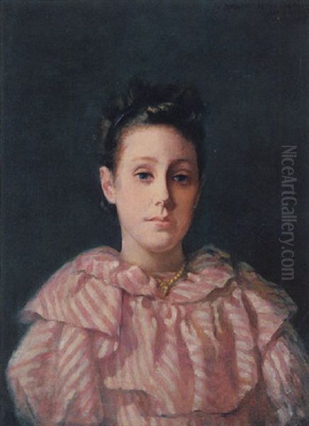 Portrait Of A Young Girl Oil Painting by Lucius Wolcott Hitchcock