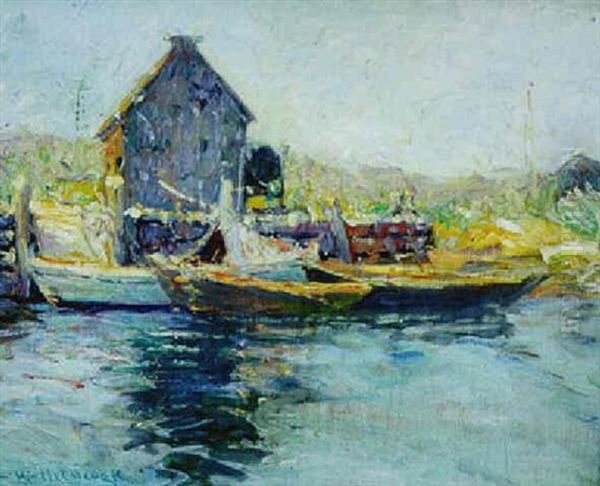 Dock Scene Oil Painting by Lucius Wolcott Hitchcock