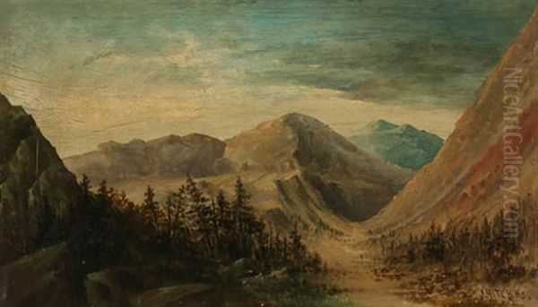 Mountain Landscape And Mountain Landscape With Mill : Two Works Oil Painting by Joseph Hitchens