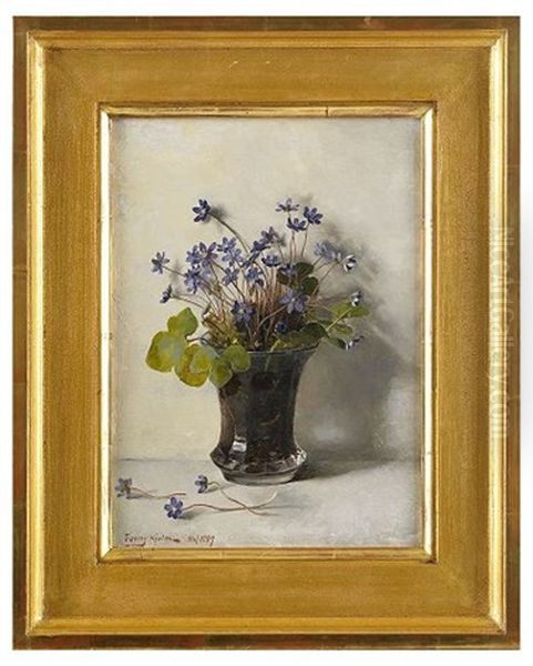 Stilleben Med Blasippor Oil Painting by Fanny Elisabeth Wilhelmina Hjelm