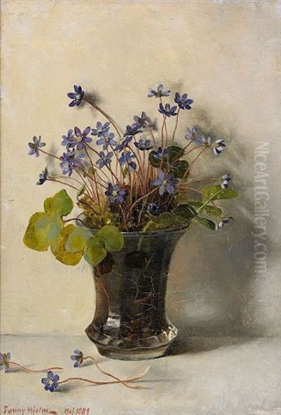 Stilleben Med Blasippor Oil Painting by Fanny Elisabeth Wilhelmina Hjelm