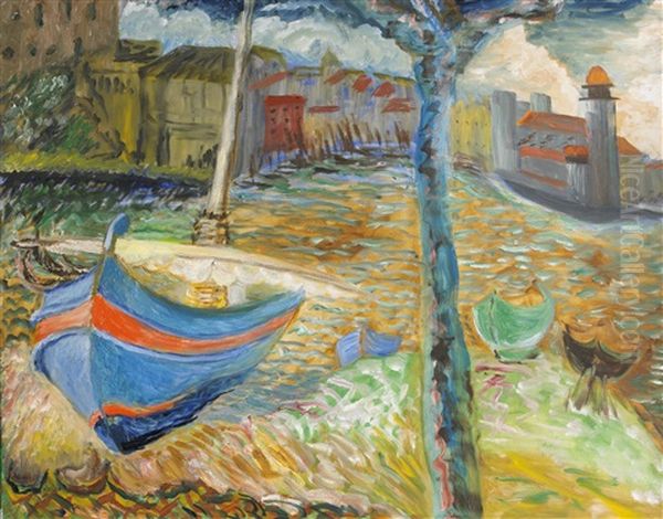 Den Bla Baten, Collioure Oil Painting by Sigrid (Maria) Hjerten