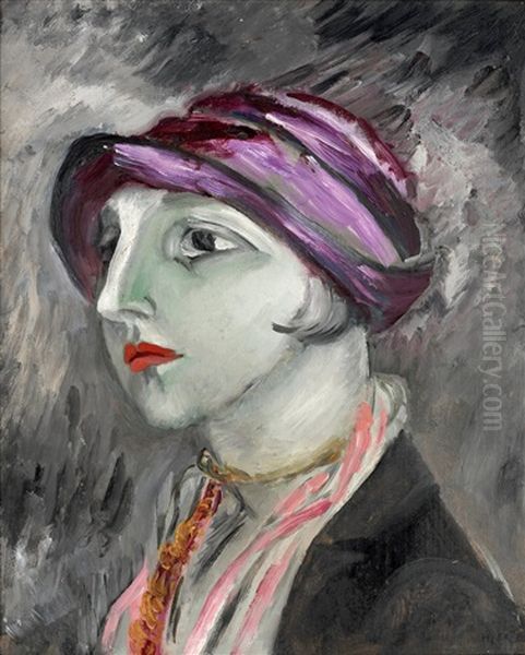 Den Violetta Hatten Oil Painting by Sigrid (Maria) Hjerten