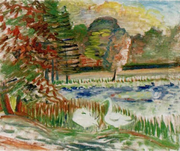 Parklandskap, Bois De Boulogne Oil Painting by Sigrid (Maria) Hjerten