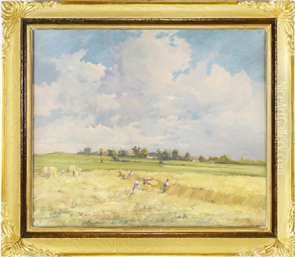 Haymaking Oil Painting by Frantisek Hladik