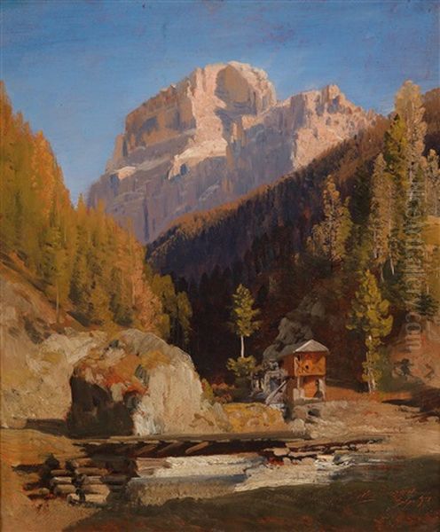 Bei Canazei. Sellajoch Oil Painting by Anton Hlavacek