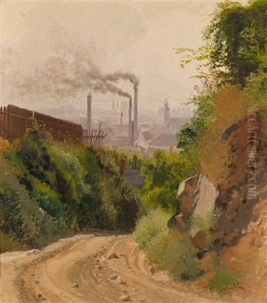 Blick Vom Nusberg Aus Gesehen Auf Wien Oil Painting by Anton Hlavacek