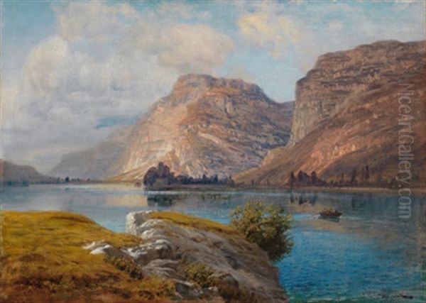 Castell Toblino Am Tobler See, Sudtirol Oil Painting by Anton Hlavacek