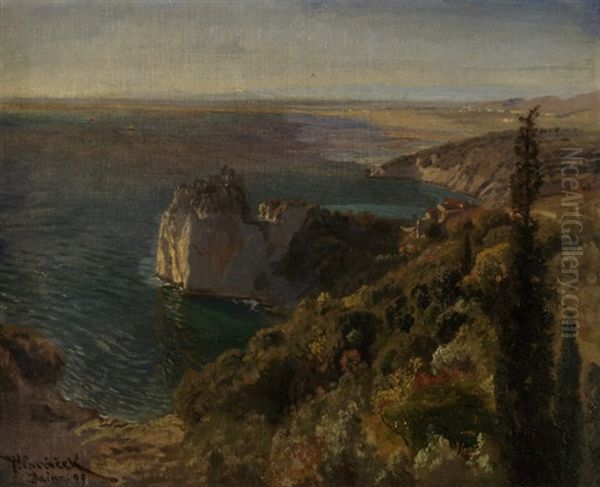 Blick Auf Die Riviera In Duino Oil Painting by Anton Hlavacek