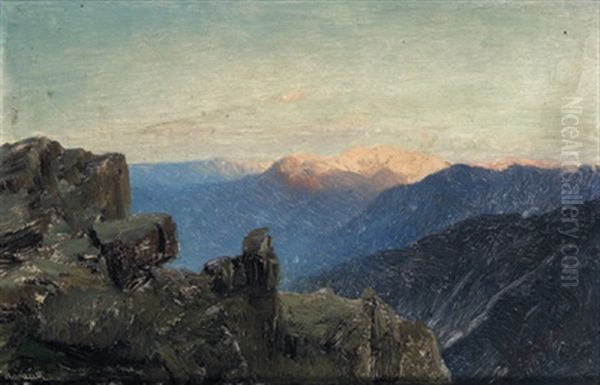 Otztaler Alpen Im Morgenlicht Vom Ortler Aus Gesehen Oil Painting by Anton Hlavacek