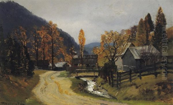 Im Haltberg - Thal Bei Ruckberg (?) Oil Painting by Anton Hlavacek