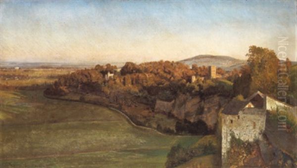 Blick Vom Monchsberg Gegen Leopoldskron Oil Painting by Anton Hlavacek