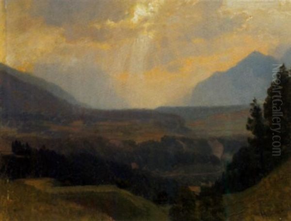 Blick Von Igls Ins Oberinntal, Tirol Oil Painting by Anton Hlavacek