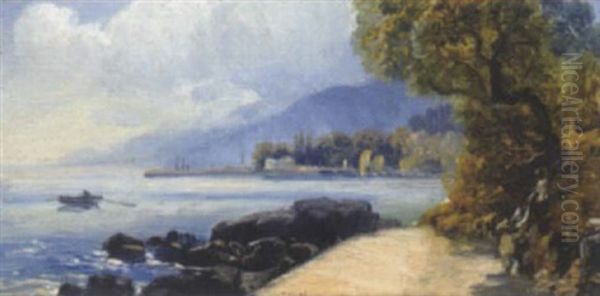 Mediterrane Kustenlandschaft Oil Painting by Anton Hlavacek