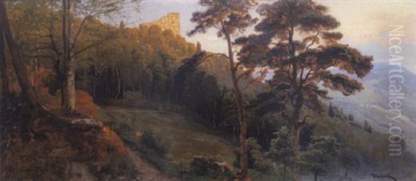 Blick Auf Die Habsburg Und In Das Tal Der Aare Oil Painting by Anton Hlavacek