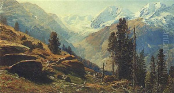 Blick Auf Die Ortlergruppe Oil Painting by Anton Hlavacek