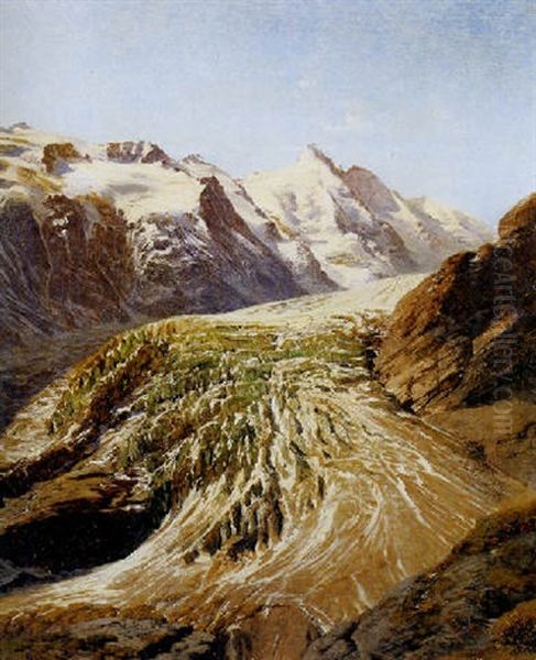 Grosglockner Von Elisabethruhe Oil Painting by Anton Hlavacek