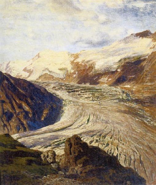 Otztaler Langtalferner - Ortlergruppe Mit Schalfkogel, Sudtirol Oil Painting by Anton Hlavacek