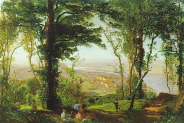 Blick Vom Kahlenberg Auf Klosterneuburg Oil Painting by Anton Hlavacek